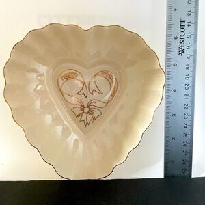 Beautiful Belleek China Anniversary Heart-Shaped Bowl - 6 Inches